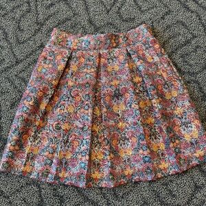 Anthropologie Maeve Rosia Floral Metallic Brocade Pleated Mini Skirt